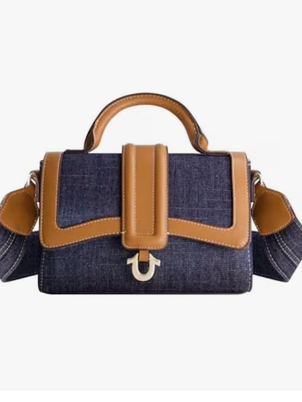 Women’s True Religion Navy Denim and Tan Crossbody Bag